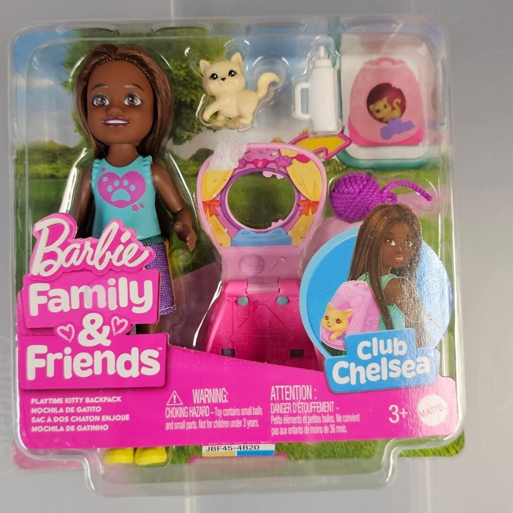 Barbie Family and Friends Chelsea Playtime Kitty Backpack 6" Doll NWT